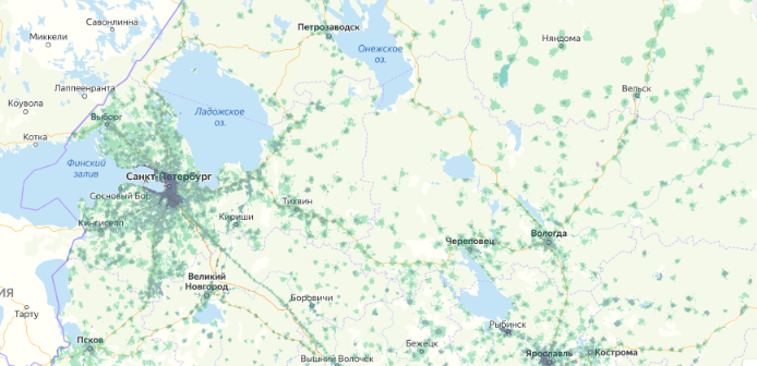 Зона покрытия МТС на карте Краснотурьинск 